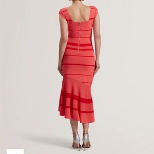 Ted Baker London Coral and Red Midi Dress